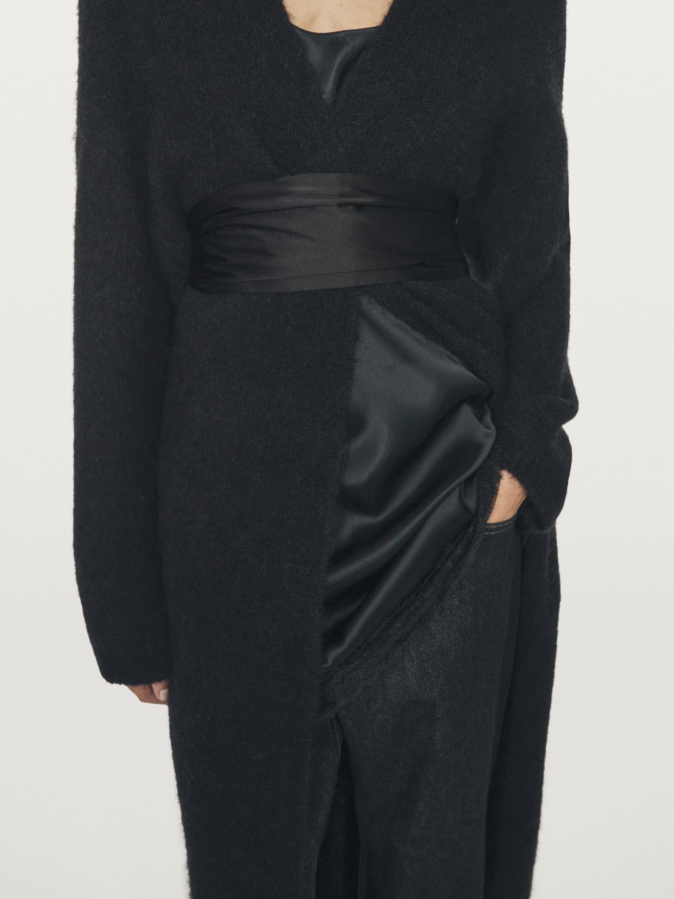 Long brushed alpaca blend cardigan